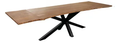 Produktbild von Baumkantentisch Akazie stonefarben 220(320)x100 cm Ansteckplatten Spider-Gestell schwarz JANNIK