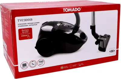 Obrázek produktu pro Tomado Tomado TVC3001B - Výkonný vysavač se sáčkem - HEPA 13 filtr - délka kabelu 7 metrů - černý