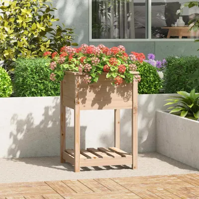Produktbild von The Living Store Pflanzkübel mit Ablage 54x54x81 cm Massivholz Kiefer