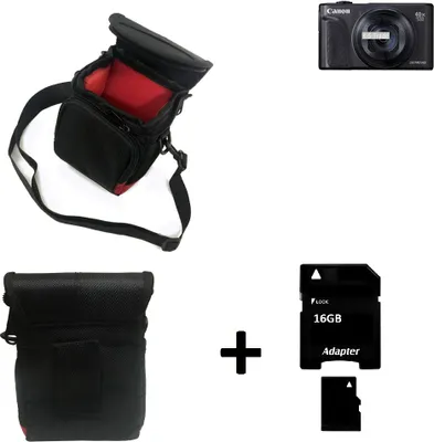 Produktbild von K-S-Trade Kameratasche Fototasche Umhängetasche Schutz Hülle kompatibel mit Canon PowerShot SX740 HS mit Zusatzfach und teilbaren Innenraum mit
