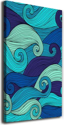 Produktbild von Tulup Leinwandbild® - 70x140cm - Wandkunst - Drucke auf Leinwand - Leinwanddruck - Wohnzimmer Wanddekoration XXL - Wohnung Deko Kunstdrucke - Sonstige - Blau - Abstrakte Wellen