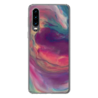 Produktbild von MuchoWow® Handyhülle Schutzhülle Hülle für Huawei P30 Flüssig - Rosa - Türkis - Abstrakt Silikon Softcase Handy Hülle - Kartenbesitzer