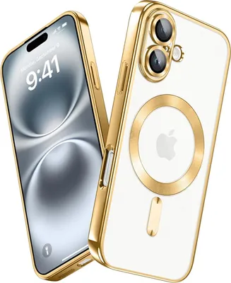 Produktbild von Handyhülle für iPhone 16 mit Magsafe und Kameraschutz, Magnetisch Ultra Dünn Klar Überzug Schutzhülle Gold
