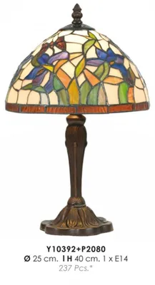 Image de Casa Padrino Tiffany Lampe de Table Ø 25 x H. 40 cm - Lampe de Tabouret Tiffany faite à la main