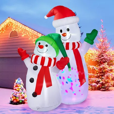 Aufblasbarer Schneemann 1,8 m mit LED-Lichtern, Weihnachtsdekoration