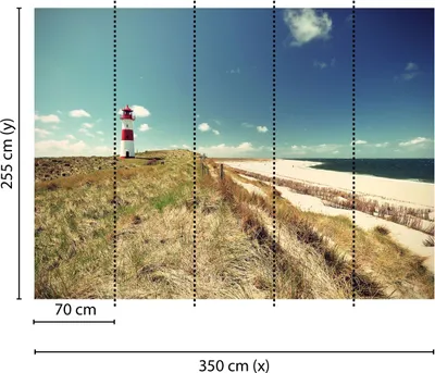 Produktbild von Tadessi Fototapete | Strand | 3.50 m x 2.55 m | Grün | Blau | Wandbild | Digitaldruck