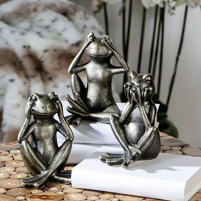 Obrázek produktu pro GILDE Figurka, žába, "Randy", syntetická pryskyřice, barva šampaňského, , 3 kusy jako na obrázku, š. 10 cm, v. 15 cm 79630
