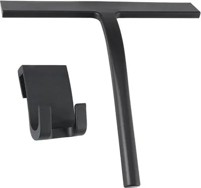 Produktbild von Famanu Duschabzieher Set 23 cm - Silikonabzieher für Badezimmer, Spiegel, Fliesen und Autoglas - Edelstahlkern - Schwarz