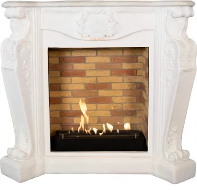 Image de Xaralyn cheminée à éthanol - Louis BST-W - blanc pierre naturelle - 3 kW chauffage - cheminée encastrable incluse - cheminée décorative