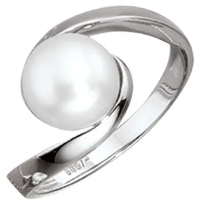 Produktbild von Ring Damenring Süßwasser-Zuchtperle in 333 Gold Weißgold Fingerschmuck Innenumfang 60mm  Ø19.1mm