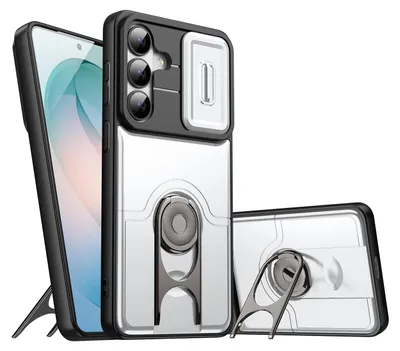 Obrázek produktu pro Pouzdro pro Samsung Galaxy A05, Posuvným krytem fotoaparátu a kroužkovým stojánkem, nárazuvzdorné ochranné pouzdro Stříbrná