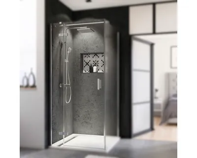Produktbild von Drehtür für Seitenwand Breuer Panorama 90 cm Anschag links Nachbildung Intima Profilfarbe chrom
