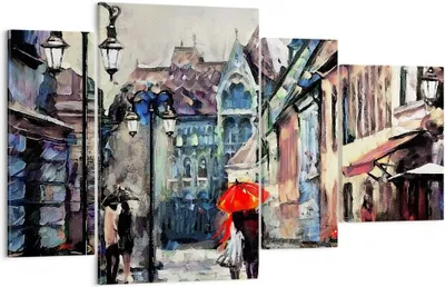 Produktbild von Bild auf Leinwand - Leinwandbild - Stadt Straße Haus - 120x70cm - Wand Bild - Wanddeko - Wandbilder - Leinwanddruck - Bilder - Kunstdruck - Wanddekoration - Leinwand bilder - Wandkunst - DL120x70-3940