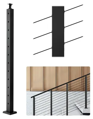 Zdjęcie produktu dla Słupek Balustrady Schodowej Vevor Stal Nierdzewna Sus304 Czarny 106.7X3X5Cm