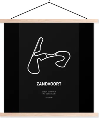 Produktbild von MuchoWow® Textilposter Formel 1 - Zandvoort - Rennstrecke 60x60 cm mit holzfarbenen Rahmen - Wanddekoration
