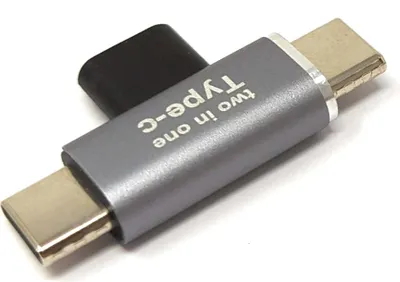 Produktbild von USB 3.1 Y Adapter Typ C Buchse zu 2x Stecker Winkel Kabel in Grau