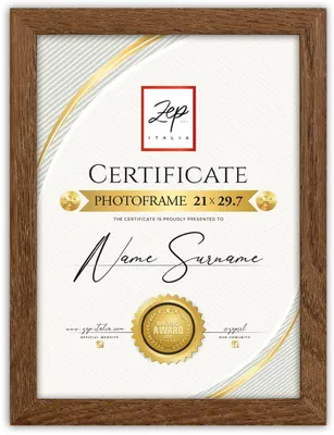 Obrázok produktu pre ZEP drevený rám na fotografie Certifikát hnedý 21x29,7 cm