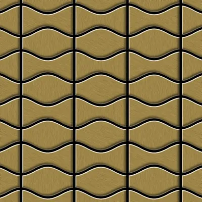 Produktbild von Mosaik Fliese massiv Metall Titan gebürstet gold 1,6mm Kismet & Karma-Ti-GB