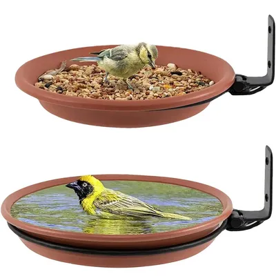 Produktbild von Vogelbad & Futterspender Set 2 in 1, hängend für Balkon Geländer, wetterfest Vogeltränke für Wildvögel im Garten