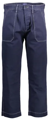 Image de Pantalon homme bleu en coton bio avec 4 poches & détails contrastés