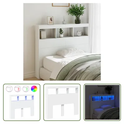 Immagine prodotto di The Living Store Testata LED con mensole bianca 120x17x102 cm