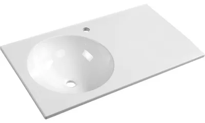 Image de Sapho Juno - Lavabo 800x150x460 mm, sans trop-plein, trou pour robinet à droite, blanc JU080