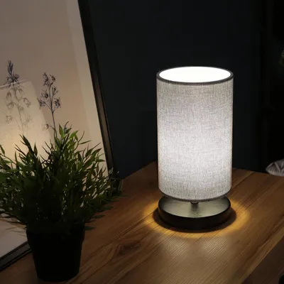 Image de Opviq, lampe de table haut de gamme 100 % bois, gris, hauteur 30 cm, abat-jour 24 x 15 cm, câble de 150 cm, douille E14 max. 40 W | Un design élégant qui s'intègre dans tous les intérieurs.