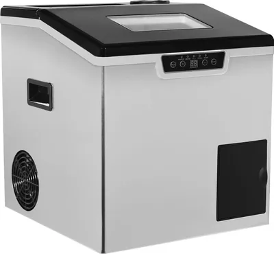 Produktbild von Eiswürfelbereiter - 2‑in‑1 Eiscrusher & Eiswürfelmaschine - 150–180 W - Automatische Reinigung - Luftgekühlt - LCD‑Display - Silber