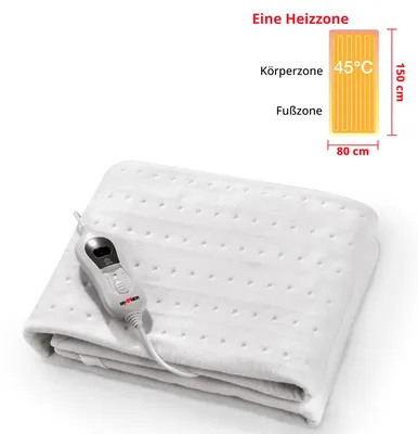 Produktbild von Grafner elektrisches Wärmeunterbett 150 x 80 cm, Fernbedienung mit 3 Temperaturstufen und Beleuchtung, Überhitzungsschutz, Abschaltautomatik, Leistung: 60 Watt, waschbar, Heizdecke, Matratzen Heizung