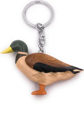 Produktbild von Onwomania Schlüsselanhänger aus Holz Steockente Entenvogel Gänsevogel Wassertier Anhänger Charm