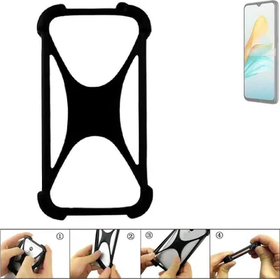 Produktbild von K-S-Trade Handy-Hülle Schutz-Hülle kompatibel mit ZTE Blade A53 Silikon Bumper TPU Softcase  Smartphone Stoßschutz, schwarz