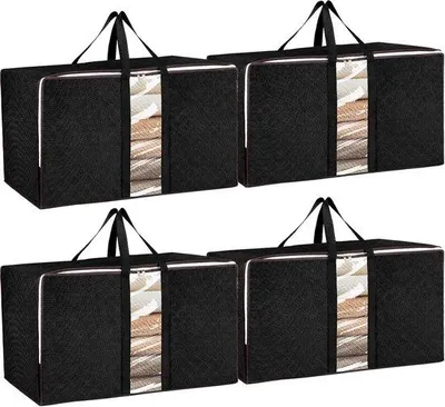 Obrázok produktu pre Sada 4 čiernych skladacích vreciek na zips na uskladnenie potravín