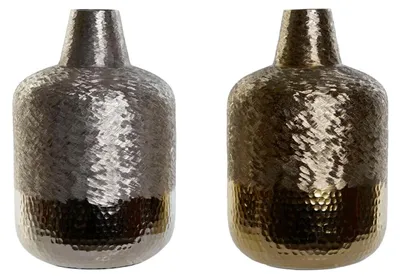 Vase aus Aluminium, gold/silber, geometrisch, 22x22x33 cm