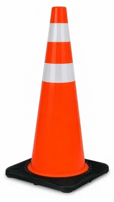 Productafbeelding van Wiltec verkeerskegel van 90 cm, gemaakt van PVC met een rubberen voet, oranje verkeersmarkering voor afzetting, paal met reflecterende banden
