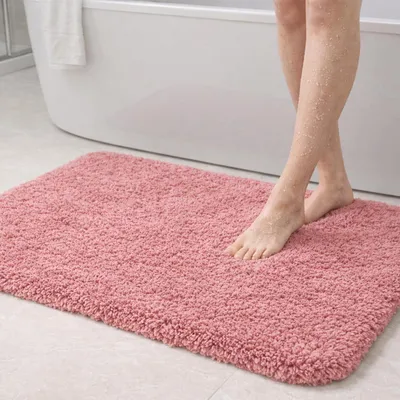 Immagine prodotto di Tappetino da bagno in microfibra, 90 x 60 cm, rosa, assorbente, pelo morbido, base in TPR, lavabile in lavatrice