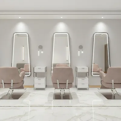 Productafbeelding van Spiegelconsole voor kappers, barbiers en cosmeticasalons - LED 180x80 PRO zilver