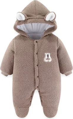 Produktbild von Baby Winter Overall Bärenoutfit Neugeborener Kapuzenmantel Säugling Warme Strampler Kleinkind Fleece Schneeanzug, 9-12 Monate, Braun