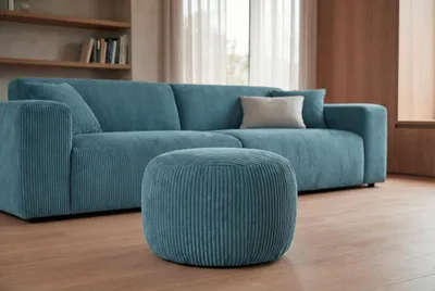 Produktbild von Boho M Sitzpouf Blau – Moderner Hocker, Leichte Konstruktion & Stilvolles Design