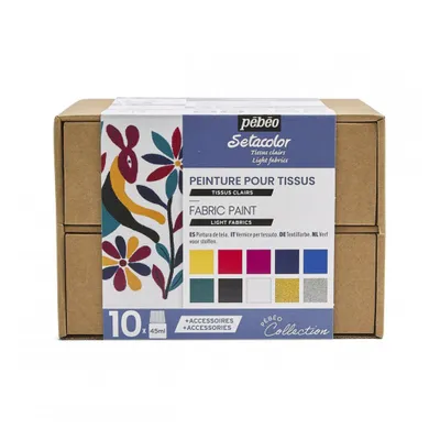 Produktbild von Pebeo Setacolor Light Fabrics Workbox Set, 10 x 45 ml