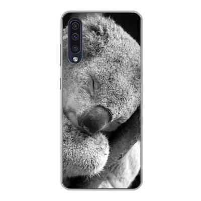 Produktbild von MuchoWow® Handyhülle Schutzhülle Hülle für Samsung Galaxy A30s Schlafender Koala auf schwarzem Hintergrund Silikon Softcase Handy Hülle - Karteninhaber