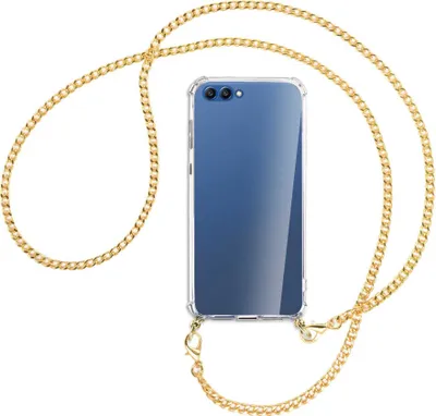 Produktbild von Handykette Backcover-Schutzhülle mit Band (Metall goldfarben) für Honor 10 - goldfarbene Kette