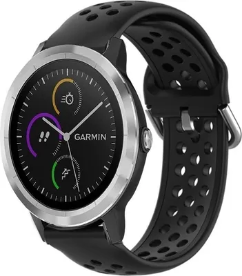 Produktbild von Strap-it Garmin Vivoactive 4 Armband Silikon mit Löchern - 45mm - Schwarz