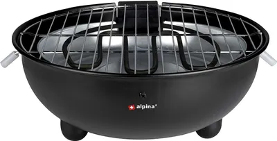 Image de alpina Gril de table électrique BBQ - gril électrique - gril d'intérieur - 1250W - Ø 30 cm - noir