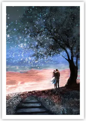 Produktbild von Poster - Poster ohne Rahmen - Himmel Mond Liebhaber - 70x100 cm - Wand Bild - Wanddeko - Wandbilder - Kunstposter - Wandposter - Bilder - Kunstdruck - Wanddekoration - Wandbild - P2XPA70x100-4800