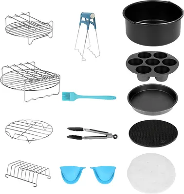 Produktbild von Jiubiaz Heissluftofen Heissluftfritteuse Fritteuse Backzubehoer,Grillzubehoer Pizza Pfanne Kuchenfass Pizzapfanne Silikonmatte Zubehoer kompaktfriteusen 8''