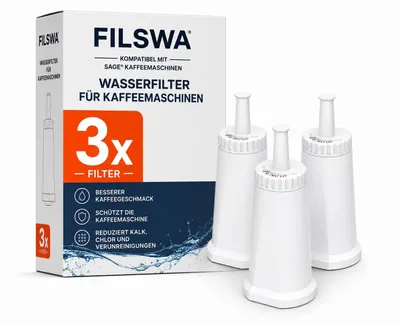 Produktbild von Wasserfilter Ersatz für Sage Kaffeevollautomat, 3 Stück Ersatz für Sage Barista Express Pro Wasserfilter, Water Filter für SES810/SES880/SES920/SES980