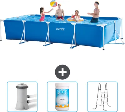 Immagine prodotto di Piscina Intex con struttura rettangolare - 450 x 220 x 84 cm - Blu - In dotazione Pompa filtro per piscina - Cloro - Scaletta