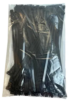 Produktbild von Robuste Kabelbinder für den Außenbereich, 300 mm x 12 mm, 110 kg Zugfestigkeit, Schwarz, 25 Stück
