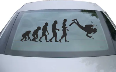 Produktbild von Indigos UG - Aufkleber Heckscheibe & Motorklappe DE7071 - schwarz - 600x189 mm - Evolution Taucher Schnorcheln - Auto Scheiben Fenster Heckklappe Tuning Racing JDM - Die cut