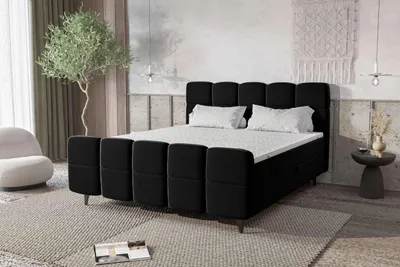 Produktbild von 99rooms Capri Boxbett 140x200 cm Velours KRONOS Schwarz